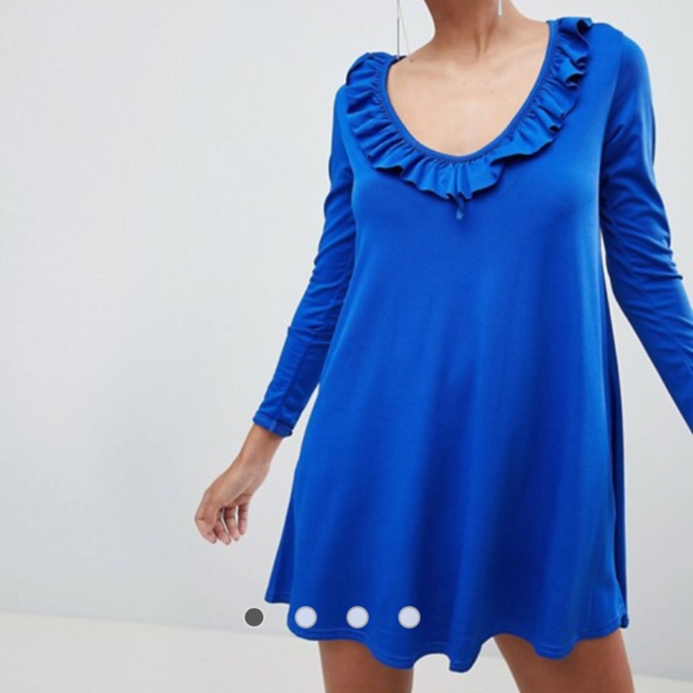 OUTRAGEOUS FORTUNE V Neck Mini Dress With Frill